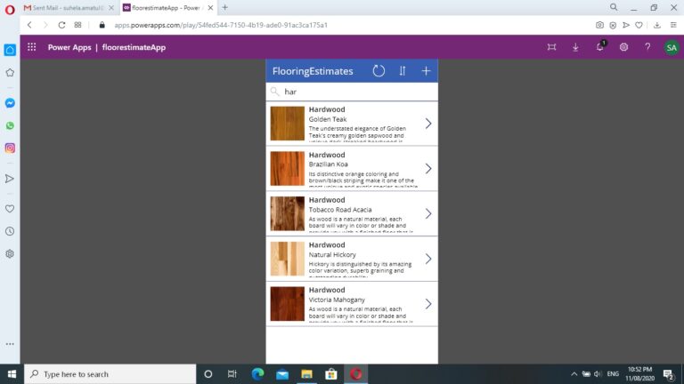 floor estimate app-screen 4 -sort list data by partial search name